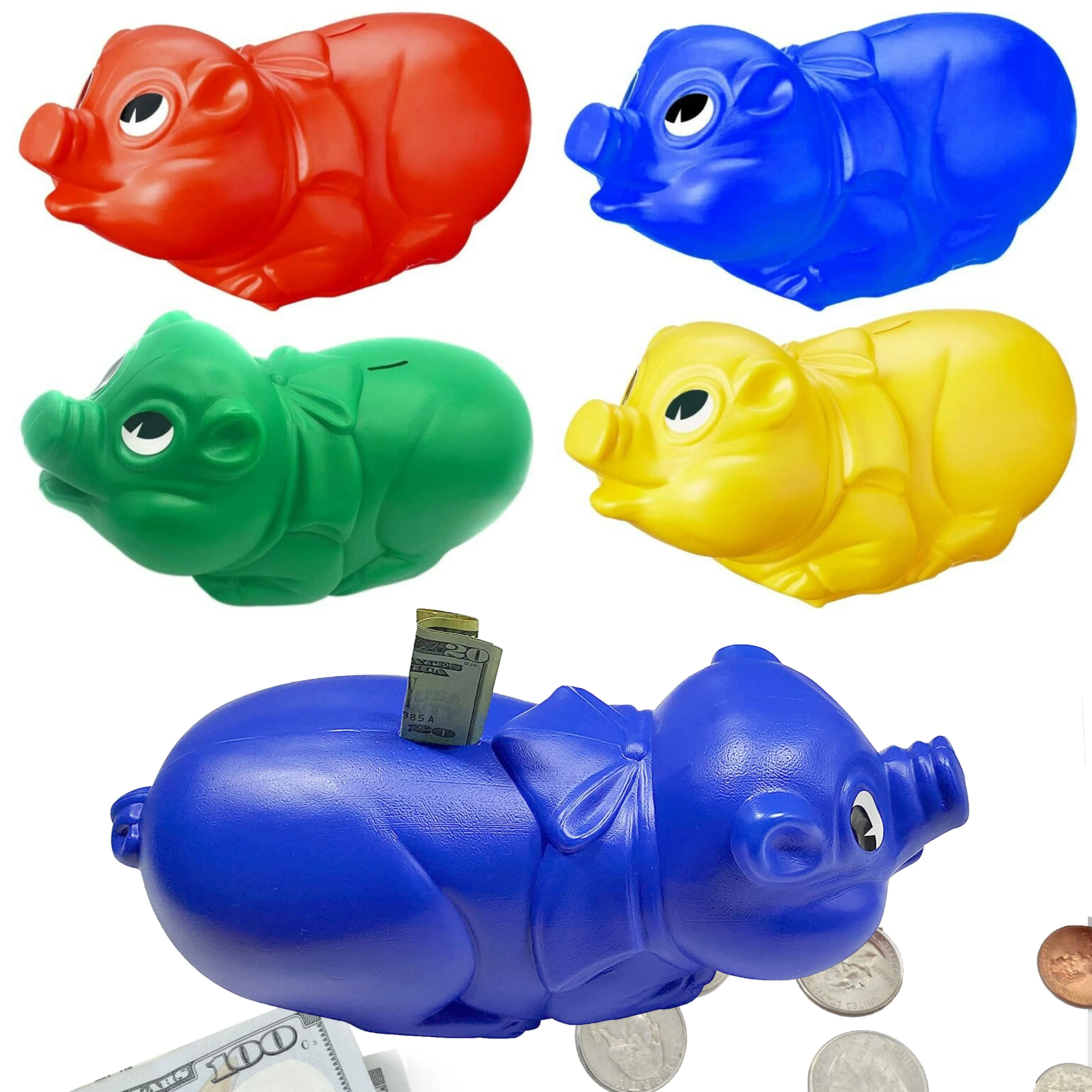 1 Money Savings Piggy Bank Cash Coin Saver Large Pig Safe Vintage Kids Gift 11"