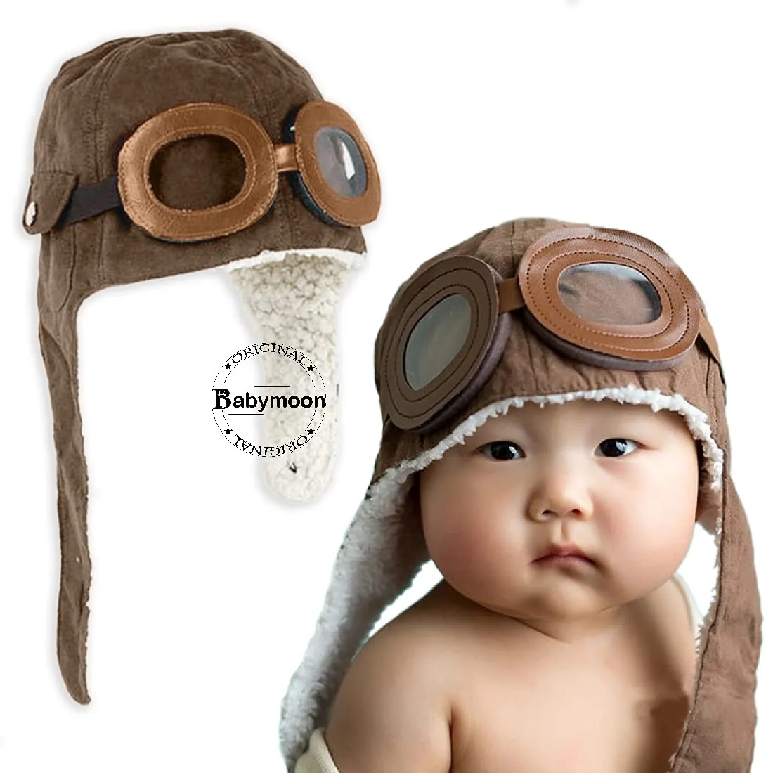 Babymoon Pilot Avaitor Cap Hat NewBorn Baby Kids Photography Shoot Props Costumes
