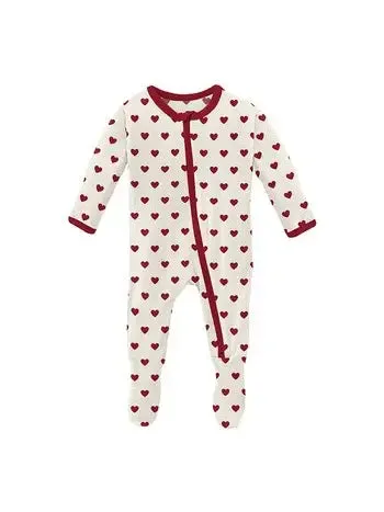 Bamboo Footie - Natural Hearts