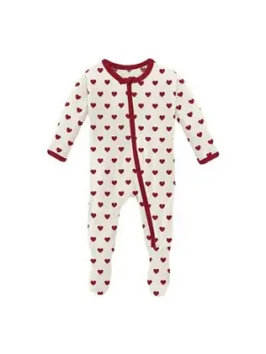 Bamboo Footie - Natural Hearts