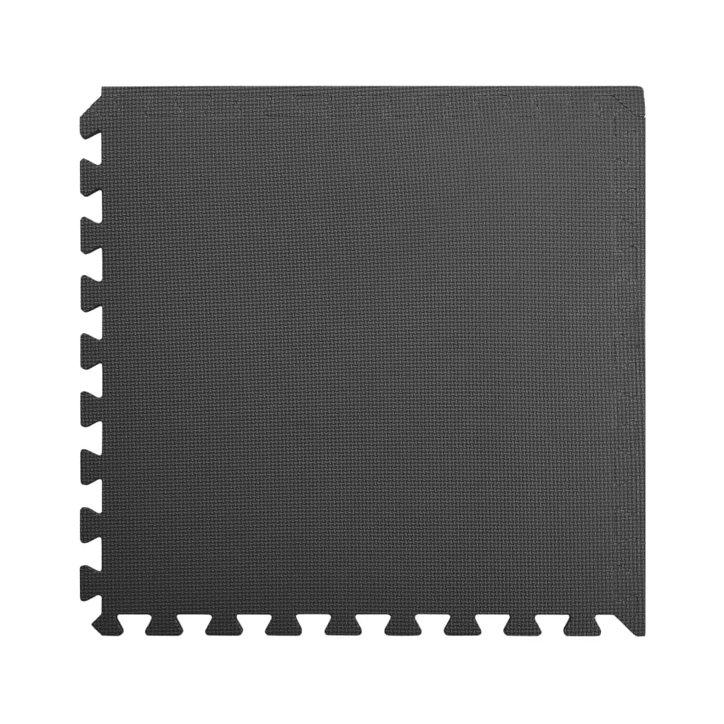 Black Foam Interlocking Floor Mats - 12 Piece Set for Play Areas