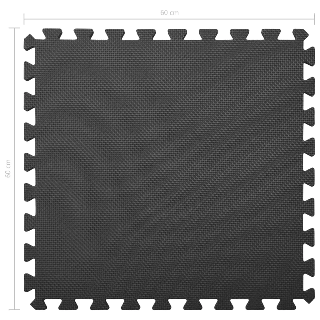 Black Foam Interlocking Floor Mats - 12 Piece Set for Play Areas