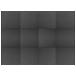 Black Foam Interlocking Floor Mats - 12 Piece Set for Play Areas