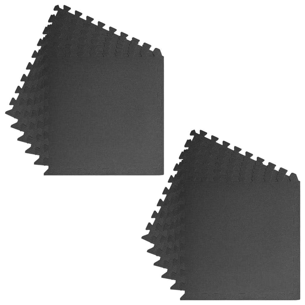 Black Foam Interlocking Floor Mats - 12 Piece Set for Play Areas