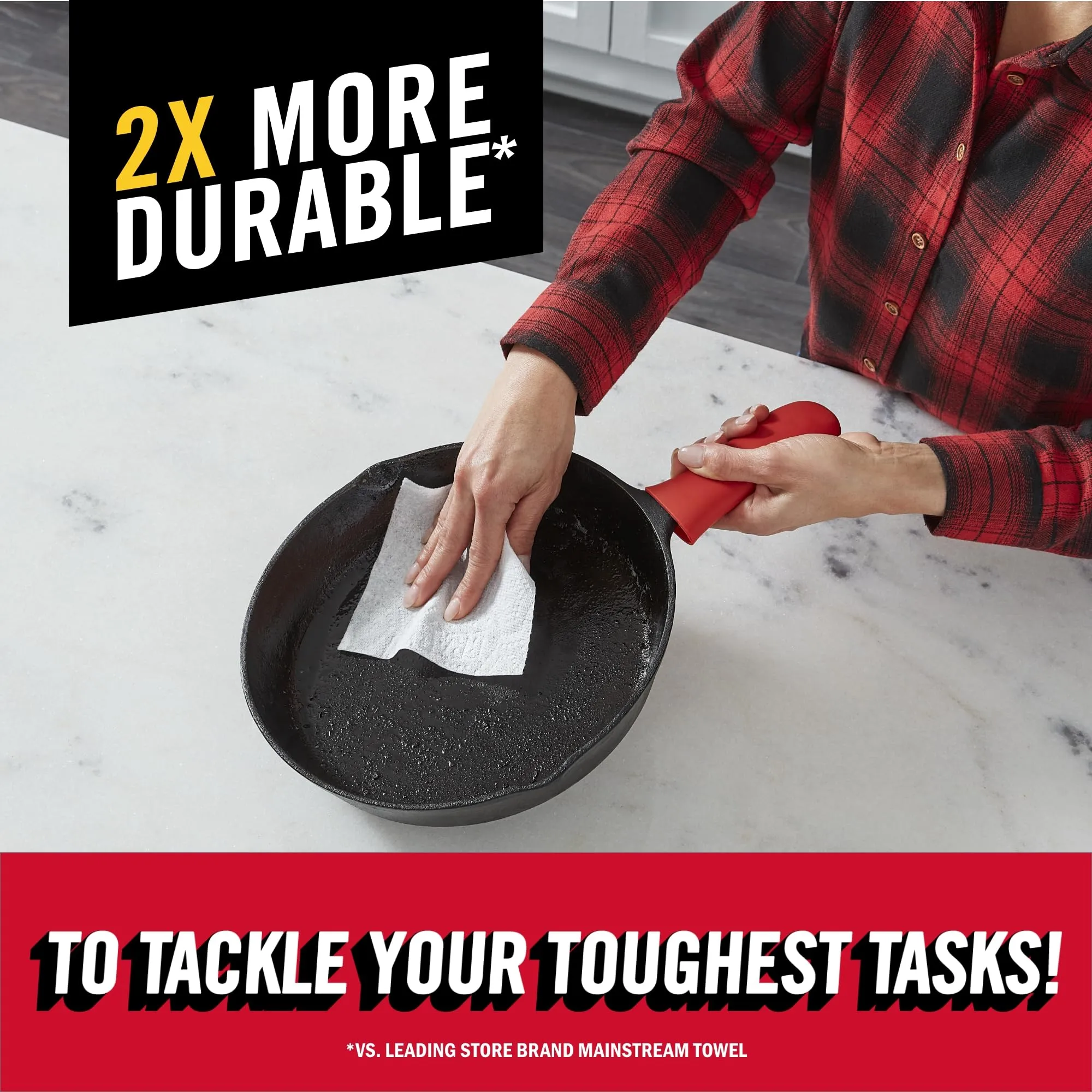 Brawny Tear-A-Square Paper Towels, 12 Family Rolls = 30 Regular Rolls, 2X More Durable*, 3 Sheet Sizes, Strong and absorbent extra-large roll