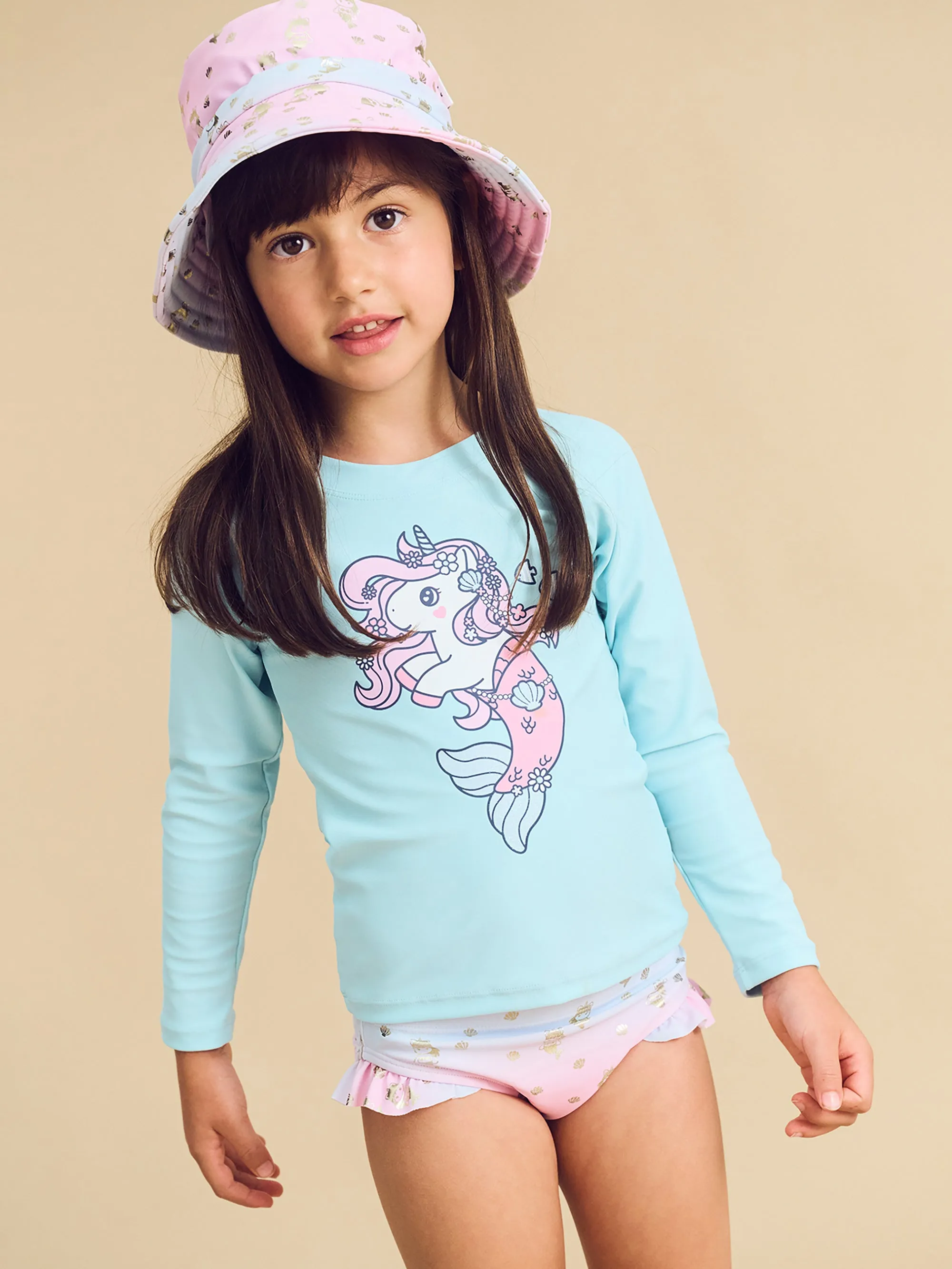 Huxbaby Mercorn Shell Swim Set - Iced Aqua/Multi