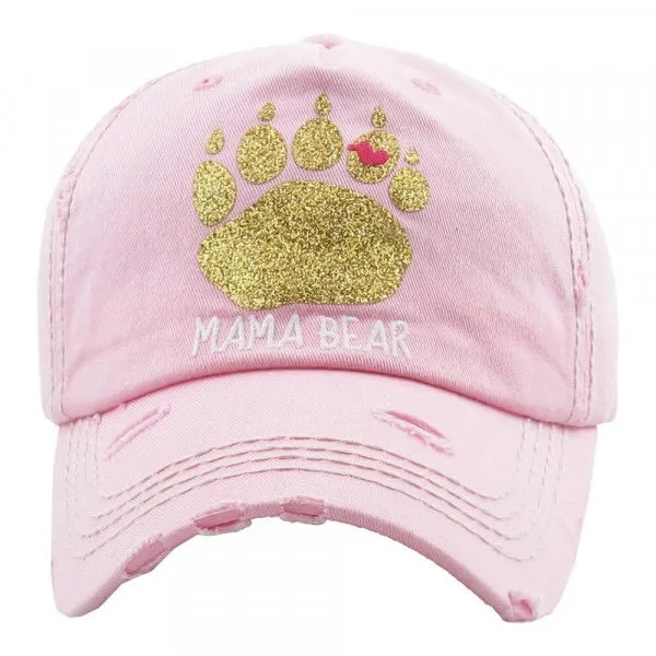 Mama BEAR Hats with Adjustable Back  Pink
