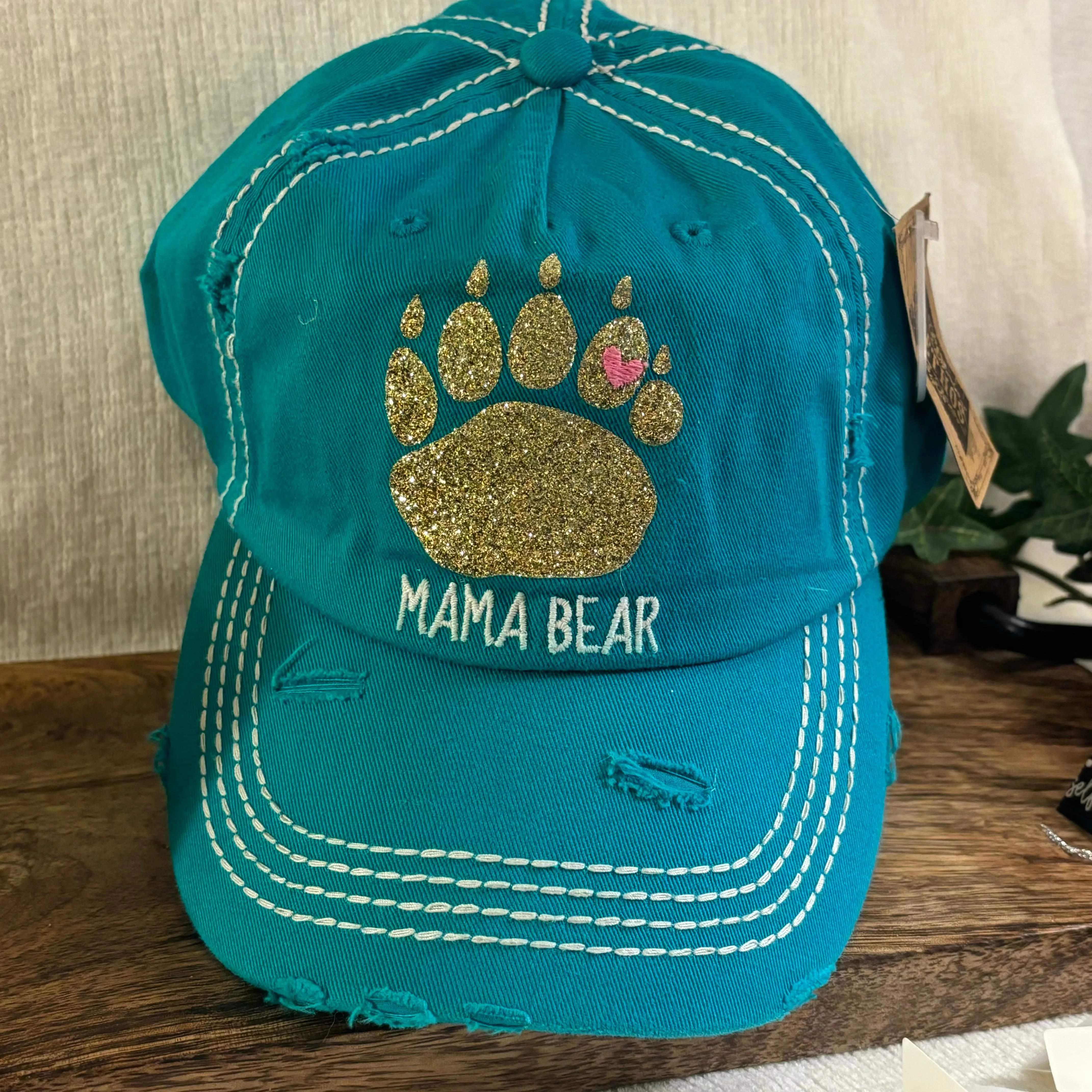 Mama BEAR Hats with Adjustable Back  Pink