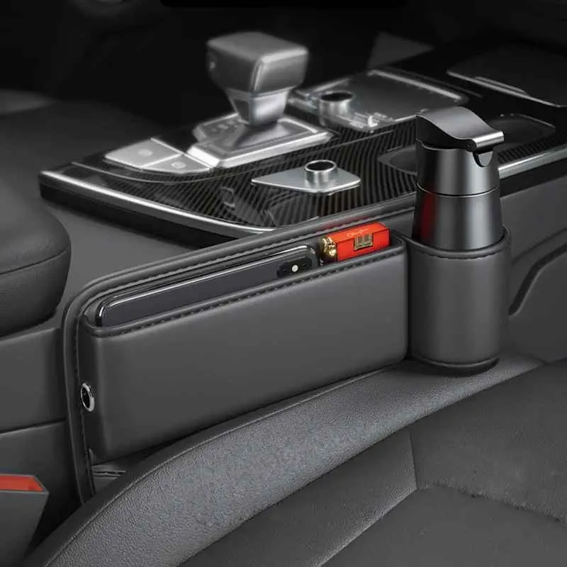 PU Leather Car Seat Console Bag