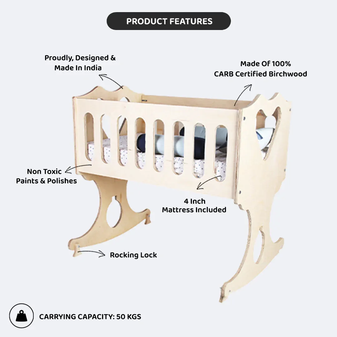 SWEN Wooden Rocking Baby Bassinet OLIVER