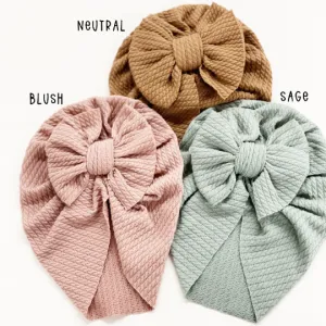 Thick Quilted Bow Baby Turban - Sage by Golden Dot Lane