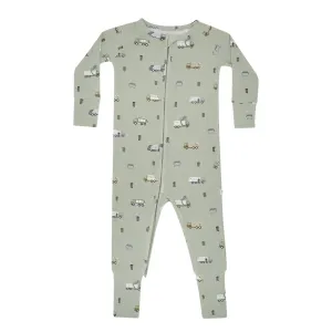 Trash Trucks Small Ribbed Zip Romper