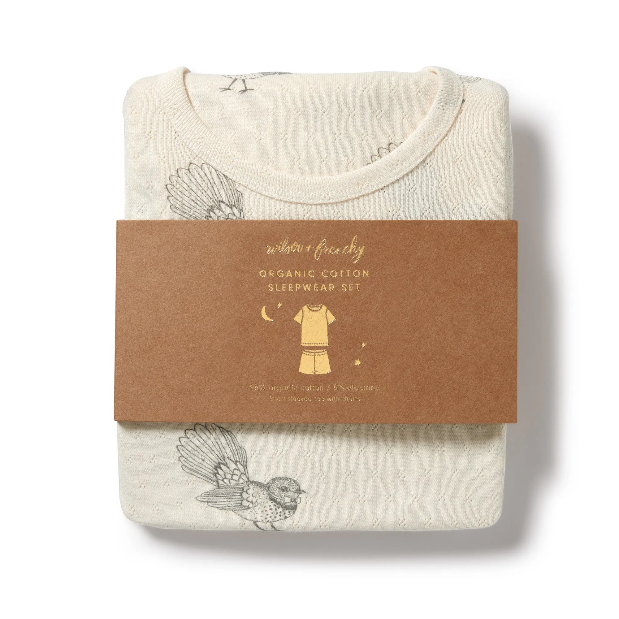 Wilson and Frenchy Little Fantail Organic Pointelle Short Sleeved Pyjamas