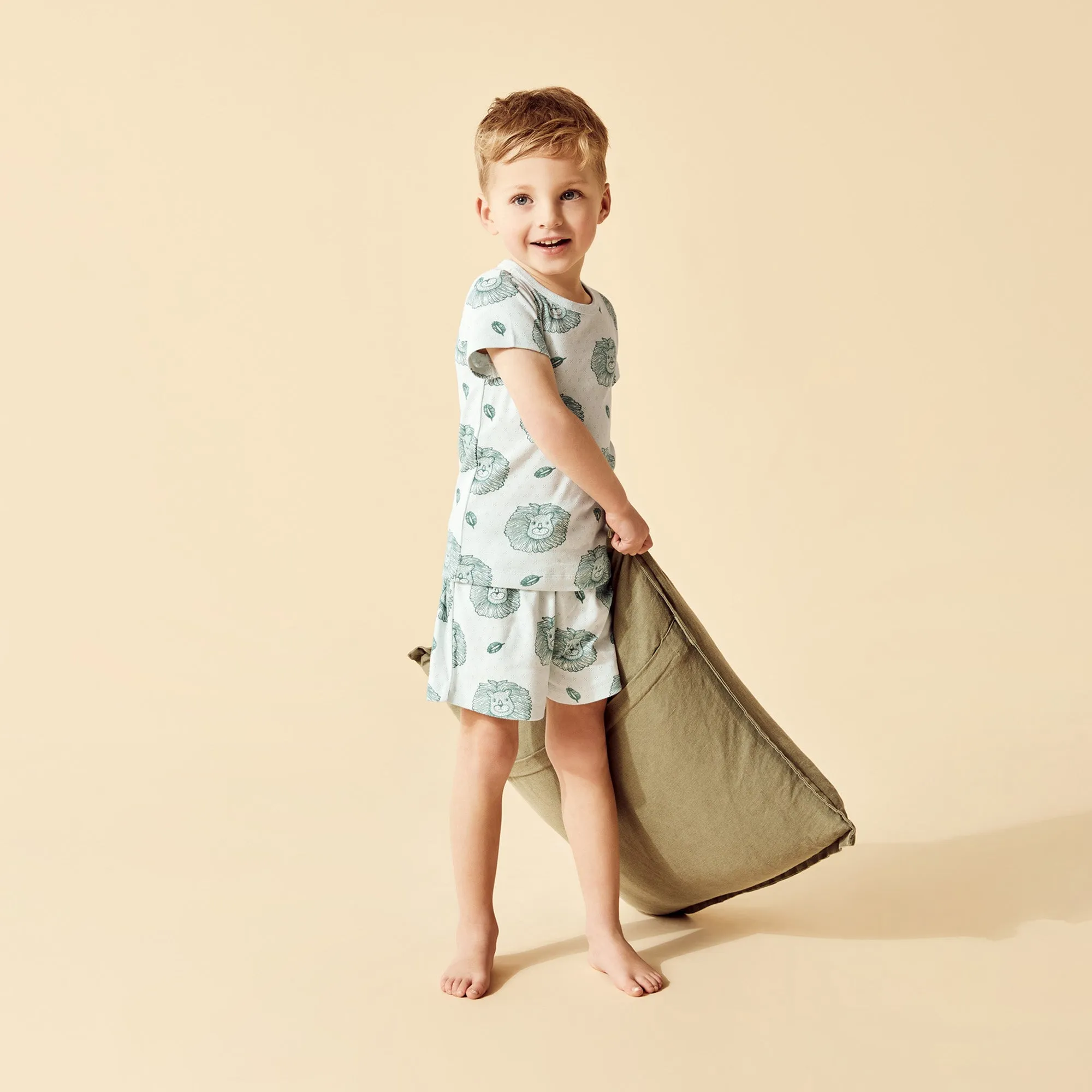 Wilson and Frenchy Little Lion Organic Pointelle Short Sleeved Pyjamas