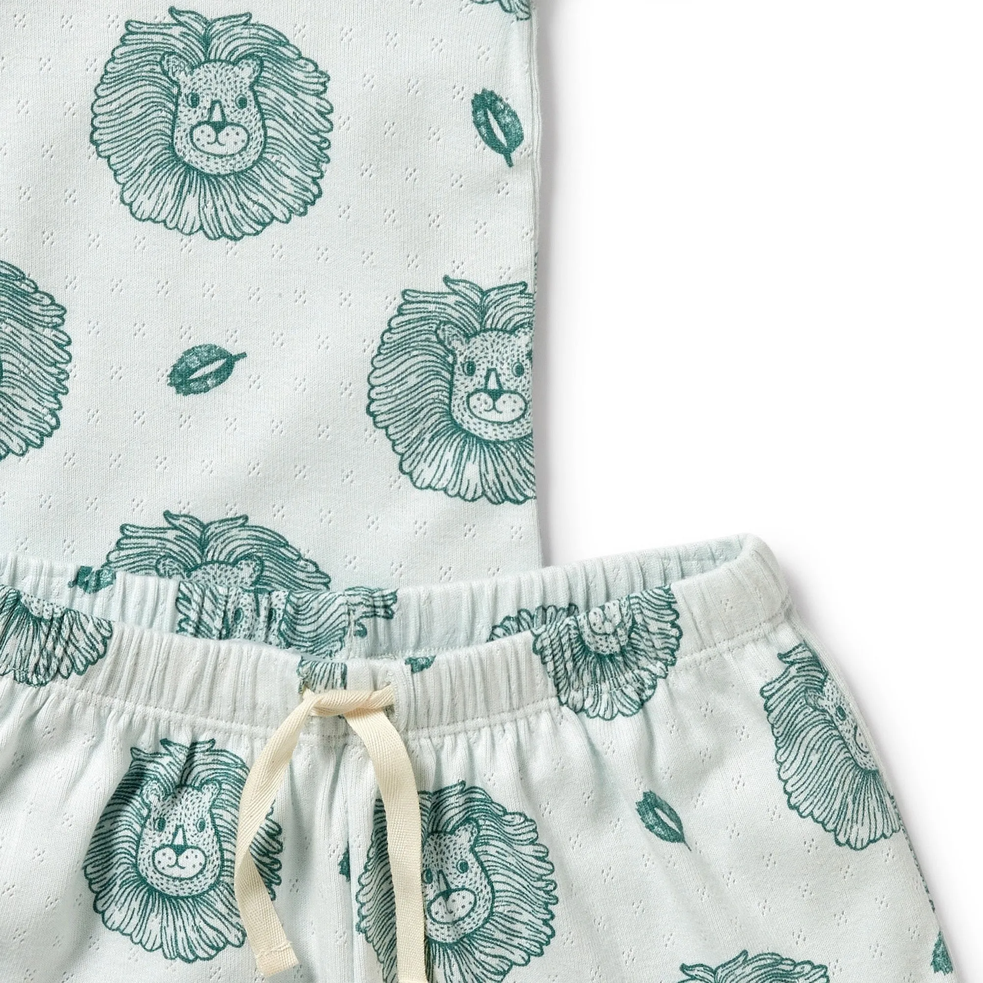 Wilson and Frenchy Little Lion Organic Pointelle Short Sleeved Pyjamas